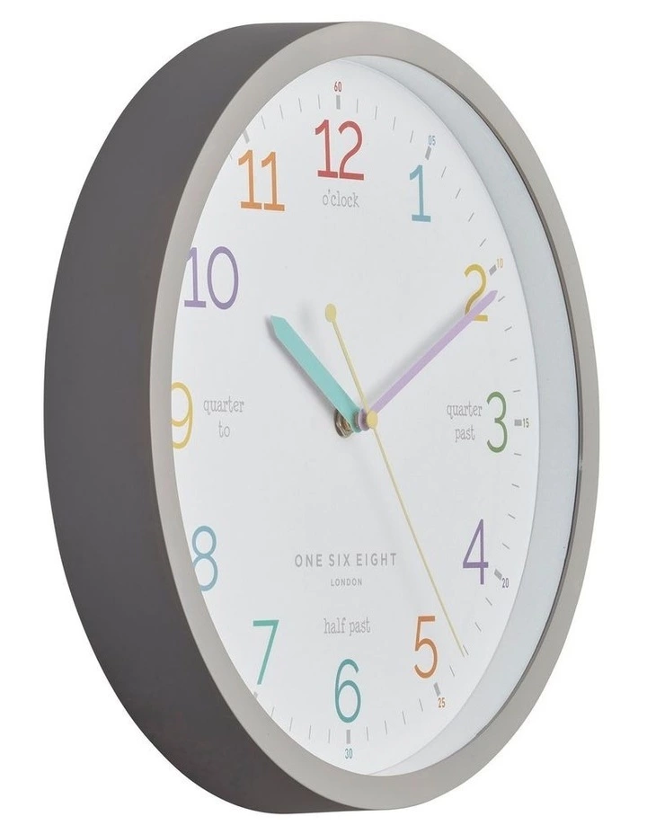 One Six Eight London Learn The Time Grey 30Cm Silent Wall Clock 2 One Six Eight London Learn The Time Grey 30Cm Silent Wall Clock - Image 2