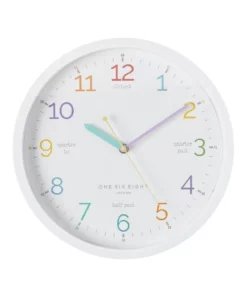 One Six Eight London Learn The Time White 30Cm Silent Wall Clock