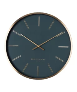 One Six Eight London Otto 40Cm Petrol Blue Silent Wall Clock