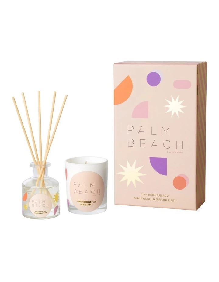 Palm Beach Collection Pink Hibiscus Fizz Mini Candle & Diffuser Pack 1 Palm Beach Collection Pink Hibiscus Fizz Mini Candle & Diffuser Pack