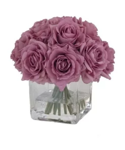 Vicky Yao Real Touch Luxury Artificial Purple Gray Rose Arrangement