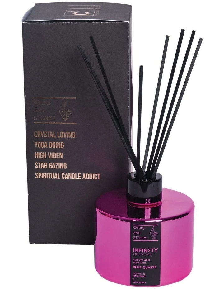 Wicks and Stones Infinity Crystal Reed Diffuser Rose Quartz 1 Wicks and Stones Infinity Crystal Reed Diffuser Rose Quartz
