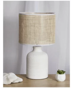 Australian House & Garden Nightcliff Ceramic Base Lamp With Weave Shade 46.5x26x26cm in White/Natural -Home Decor Shop 865784980 4 720x928