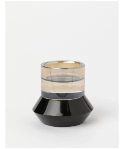 Darren Palmer Waterfield Crystal Candle Holder 6.5x7x7cm in Black/Multi