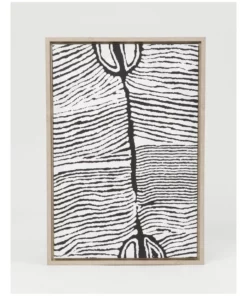 Warlukurlangu Artists x Vue Framed Wall Art 65x45cm Mina Jukurrpa (Mina Mina Dreaming) Ngalyipi by Judy Napangardi Watson