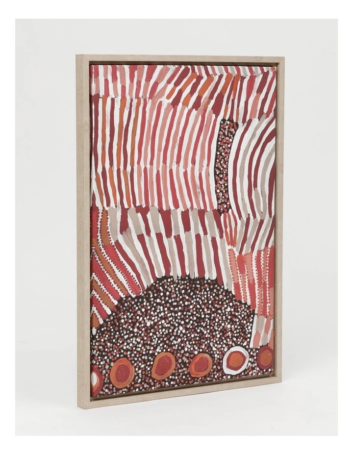 Warlukurlangu Artists x Vue Set of 3 Framed Wall Art 65 x 45cm Mina Jukurrpa (Mina Dreaming) by Helen Nungarrayi Reed 2 Warlukurlangu Artists x Vue Set of 3 Framed Wall Art 65 x 45cm Mina Jukurrpa (Mina Dreaming) by Helen Nungarrayi Reed - Image 2
