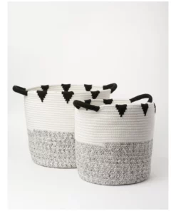 Milkshake Shape Space Set of 2 Baskets in Black/White