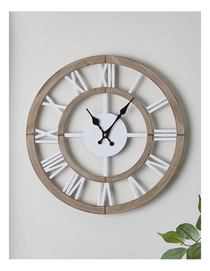 Australian House & Garden Noosa Wooden Roman Numerals Clock 40cm in Natural 5 Australian House & Garden Noosa Wooden Roman Numerals Clock 40cm in Natural - Image 5