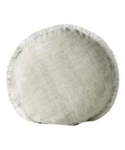 Aura Home Vintage Linen Fringe 45cm Round Cushion in Fennel