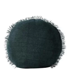 Aura Home Vintage Linen Fringe 55cm Round Cushion In Storm