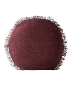 Aura Home Vintage Linen Fringe 55cm Round Cushion In Syrah