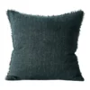 Aura Home Vintage Linen Fringe Cushion in Storm
