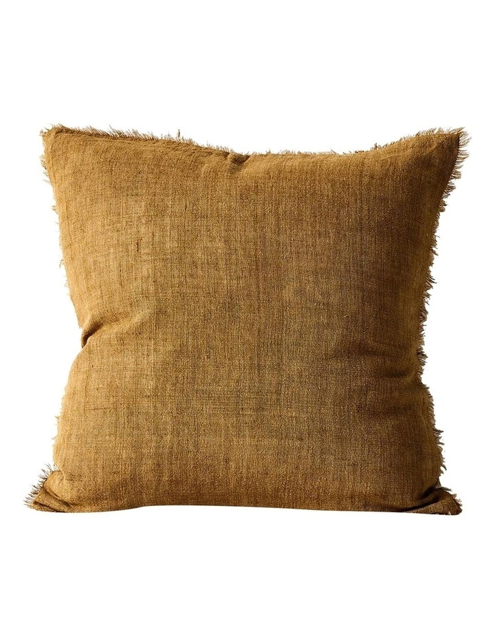 Aura Home Vintage Linen Fringe Cushion in Bronze 1 Aura Home Vintage Linen Fringe Cushion in Bronze