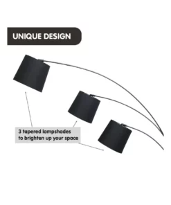 Sarantino Adjustable 3-Light Tapered Shade Arc Floor Lamp Black -Home Decor Shop 869501980 6 720x928
