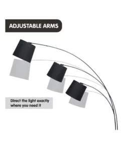 Sarantino Adjustable 3-Light Tapered Shade Arc Floor Lamp Black -Home Decor Shop 869501980 7 720x928