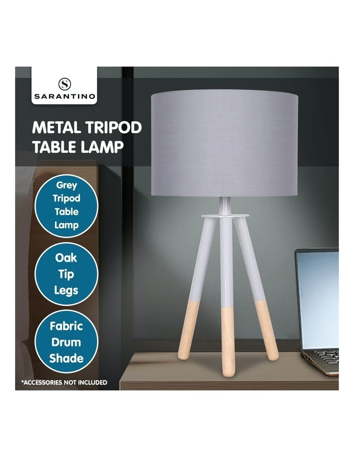 Sarantino Nordic Minimalist Tripod Desk Lamp Metal and Wood 7 Sarantino Nordic Minimalist Tripod Desk Lamp Metal and Wood - Image 7