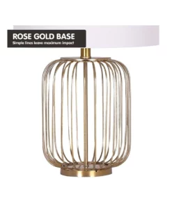 Sarantino Table Lamp Rose Gold Finish with White Linen Shade -Home Decor Shop 869502430 4 720x928
