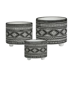 Cooper & Co. Set of 3 Nesting Black Folk Terracotta Pots