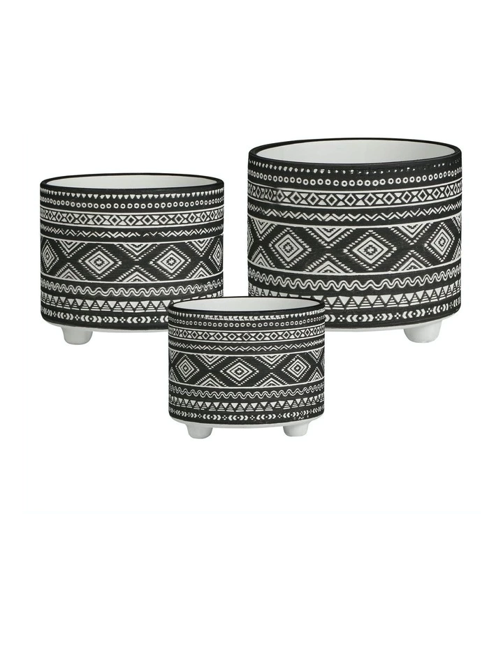 Cooper & Co. Set of 3 Nesting Black Folk Terracotta Pots 1 Cooper & Co. Set of 3 Nesting Black Folk Terracotta Pots