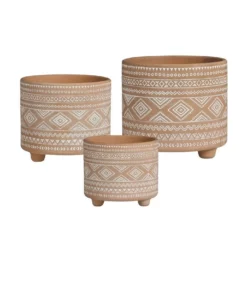 Cooper & Co. Set of 3 Nesting Terracotta Folk Pots