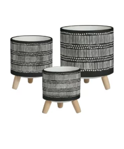 Cooper & Co Nested White Stripe Terracotta Pots