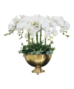 Vicky Yao Exclusive Design Luxury Artificial Orchid Flower Arrangement In Large Triangle Ball Vase