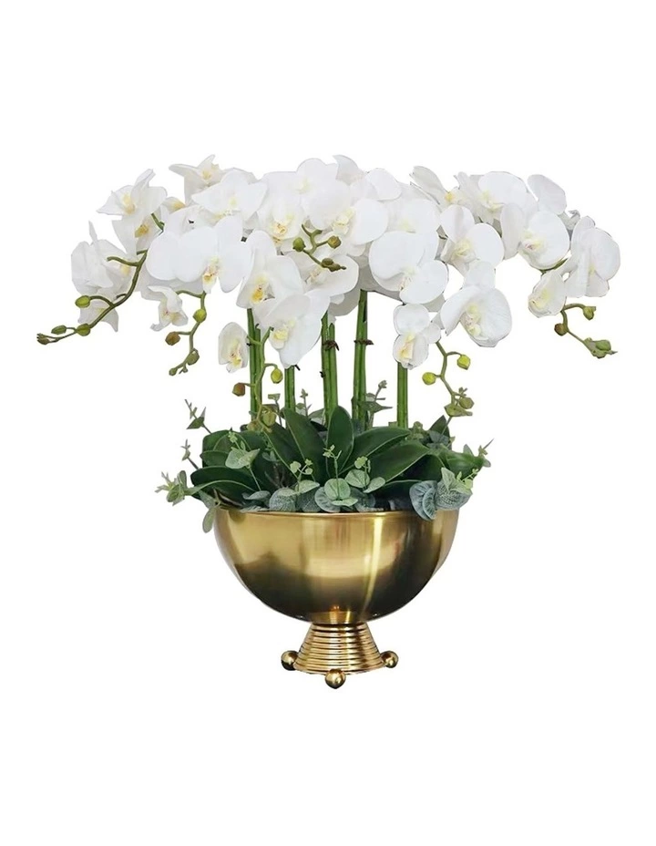 Vicky Yao Exclusive Design Luxury Artificial Orchid Flower Arrangement In Large Triangle Ball Vase 1 Vicky Yao Exclusive Design Luxury Artificial Orchid Flower Arrangement In Large Triangle Ball Vase