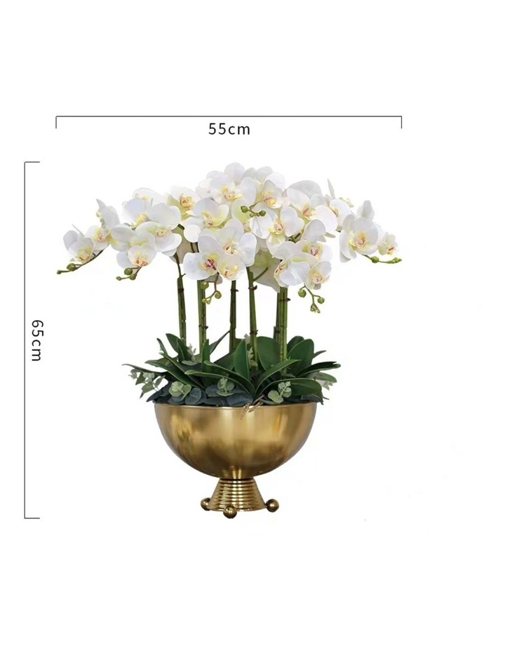 Vicky Yao Exclusive Design Luxury Artificial Orchid Flower Arrangement In Large Triangle Ball Vase 2 Vicky Yao Exclusive Design Luxury Artificial Orchid Flower Arrangement In Large Triangle Ball Vase - Image 2