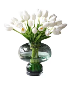 Vicky Yao Real Touch Artificial Elegant White Tulip Flower Arrangement