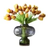 Vicky Yao Real Touch Artificial Elegant Golden Yellow Tulip Flower Arrangement