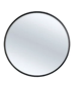 Cooper & Co Oberon Round Iron Indoor Outdoor Mirror Black