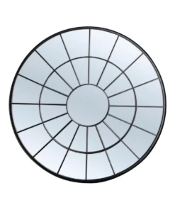 Cooper & Co Circuit Round Iron Indoor Outdoor Mirror Black