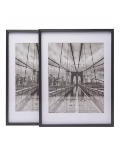 Cooper & Co 10x13" Matt to 8x10" Premium Metallicus Metal Photo Frames Set Of 2 Black