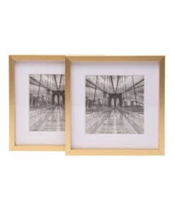 Cooper & Co 6X6" Matt To 4X4" Premium Metallicus Metal Photo Frames Set Of 2 Gold