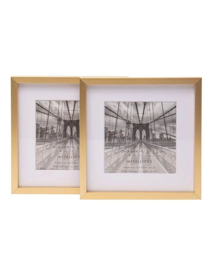 Cooper & Co 6X6" Matt To 4X4" Premium Metallicus Metal Photo Frames Set Of 2 Gold 1 Cooper & Co 6X6" Matt To 4X4" Premium Metallicus Metal Photo Frames Set Of 2 Gold