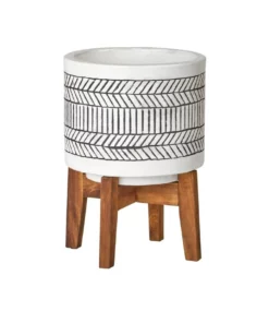 Cooper & Co. Idaho Ceramic Planter Pot On Wooden Stand