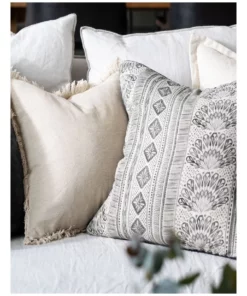 Madras Link Aish Linen Cushion 55cm Charcoal/Natural