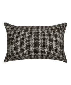Madras Link Malala Natural Raw Silk Cushion in Black/Natural