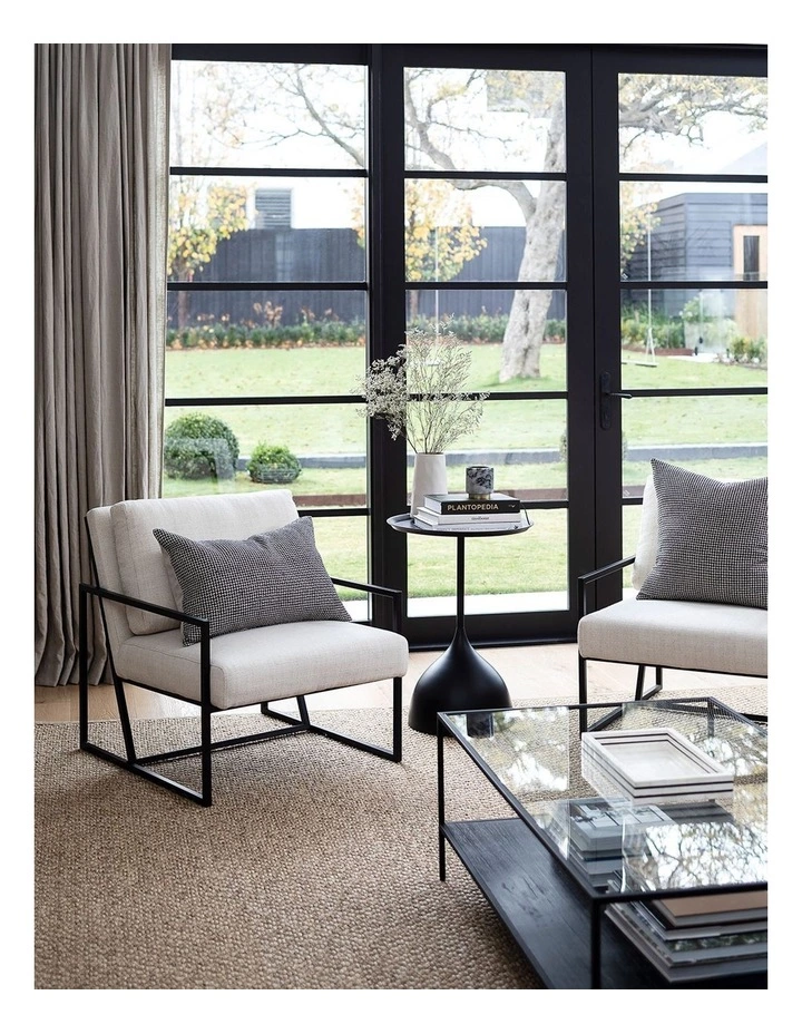 Madras Link Malala Natural Raw Silk Cushion in Black/Natural 3 Madras Link Malala Natural Raw Silk Cushion in Black/Natural - Image 3