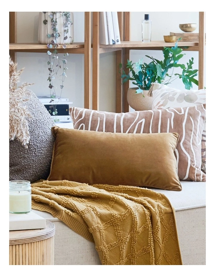 Madras Link Velvet Cushion Mustard 2 Madras Link Velvet Cushion Mustard - Image 2