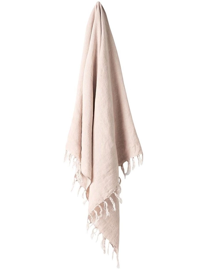 Aura Home Vintage Linen Fringe Throw in Shell 1 Aura Home Vintage Linen Fringe Throw in Shell