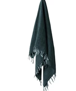 Aura Home Vintage Linen Fringe Throw in Storm