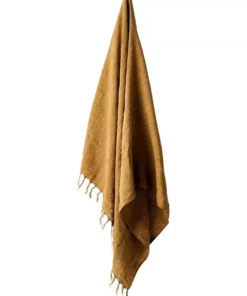 Aura Home Vintage Linen Fringe Throw in Bronze