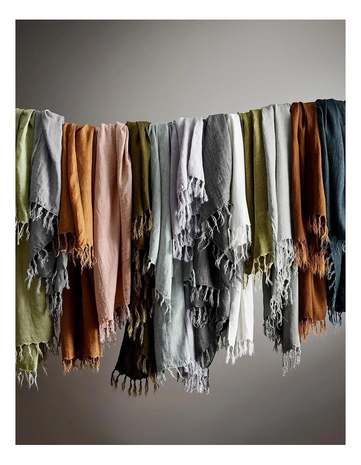 Aura Home Vintage Linen Fringe Throw in Bronze 2 Aura Home Vintage Linen Fringe Throw in Bronze - Image 2