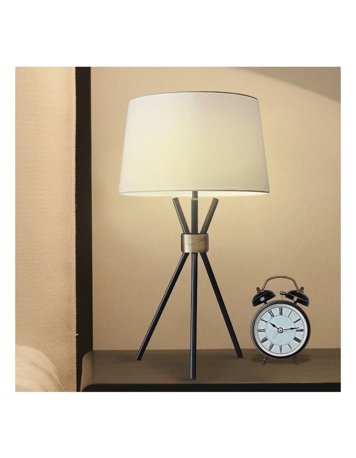 Sarantino Metal Tripod Table Lamp With Antique Brass Accent 2 Sarantino Metal Tripod Table Lamp With Antique Brass Accent - Image 2