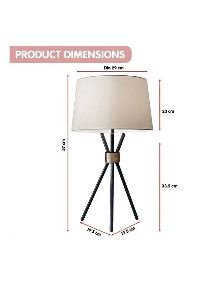 Sarantino Metal Tripod Table Lamp With Antique Brass Accent 3 Sarantino Metal Tripod Table Lamp With Antique Brass Accent - Image 3