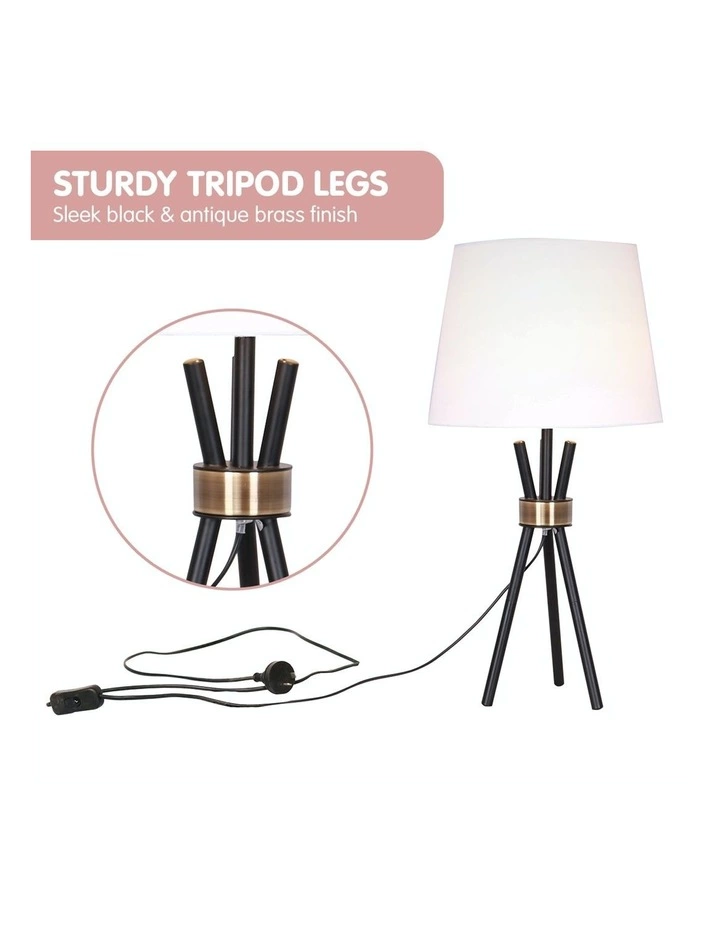 Sarantino Metal Tripod Table Lamp With Antique Brass Accent 5 Sarantino Metal Tripod Table Lamp With Antique Brass Accent - Image 5