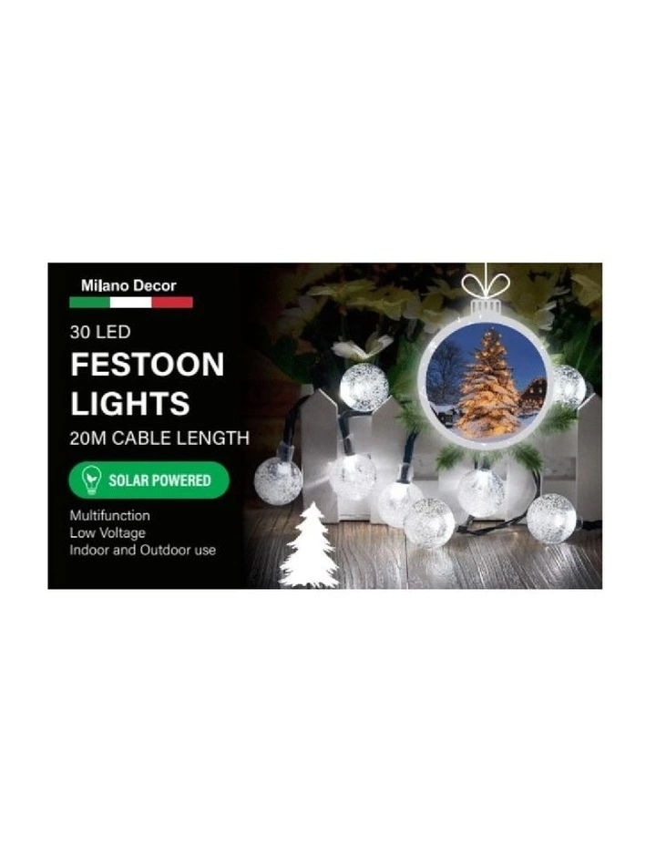 Milano Décor Solar Powered Outdoor Festoon Lights White 30 Lights 10003387 5 Milano Décor Solar Powered Outdoor Festoon Lights White 30 Lights 10003387 - Image 5