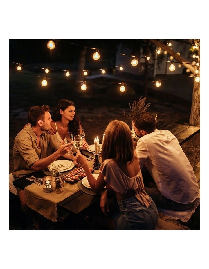 Milano Décor Edison Globe Solar Powered Lamp String Lights White 20 Lights 6 Milano Décor Edison Globe Solar Powered Lamp String Lights White 20 Lights - Image 6