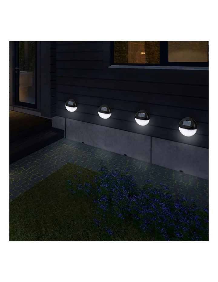 Milano Décor Utmark 8 Pack Round Solar LED Solar Fence Lights Black 3 Milano Décor Utmark 8 Pack Round Solar LED Solar Fence Lights Black - Image 3